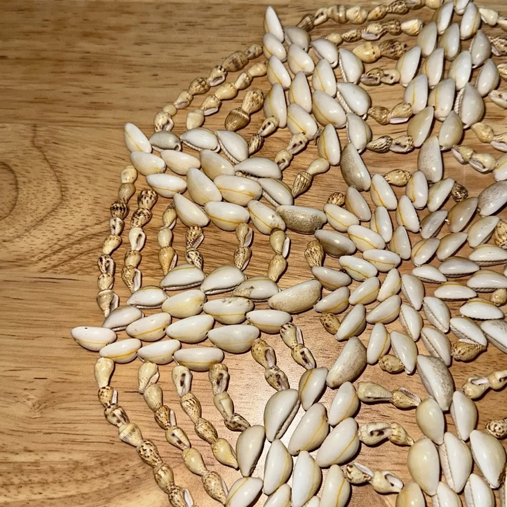 1970’s Puka Cowrie  Shell Trivet Seashell‎ Wallhanging 9”